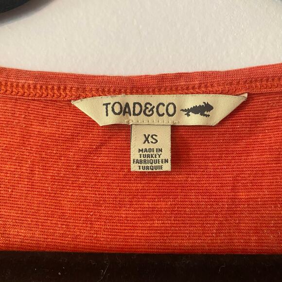 Toad & Co Orange V-neck Shirt Gorpcore Loungewear Lightweight Women's size XS - Picture 3 of 10